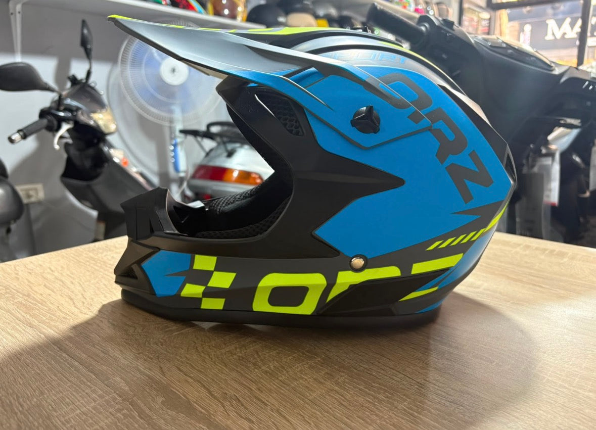 Full cross helmet ( blue & yellow & grey)