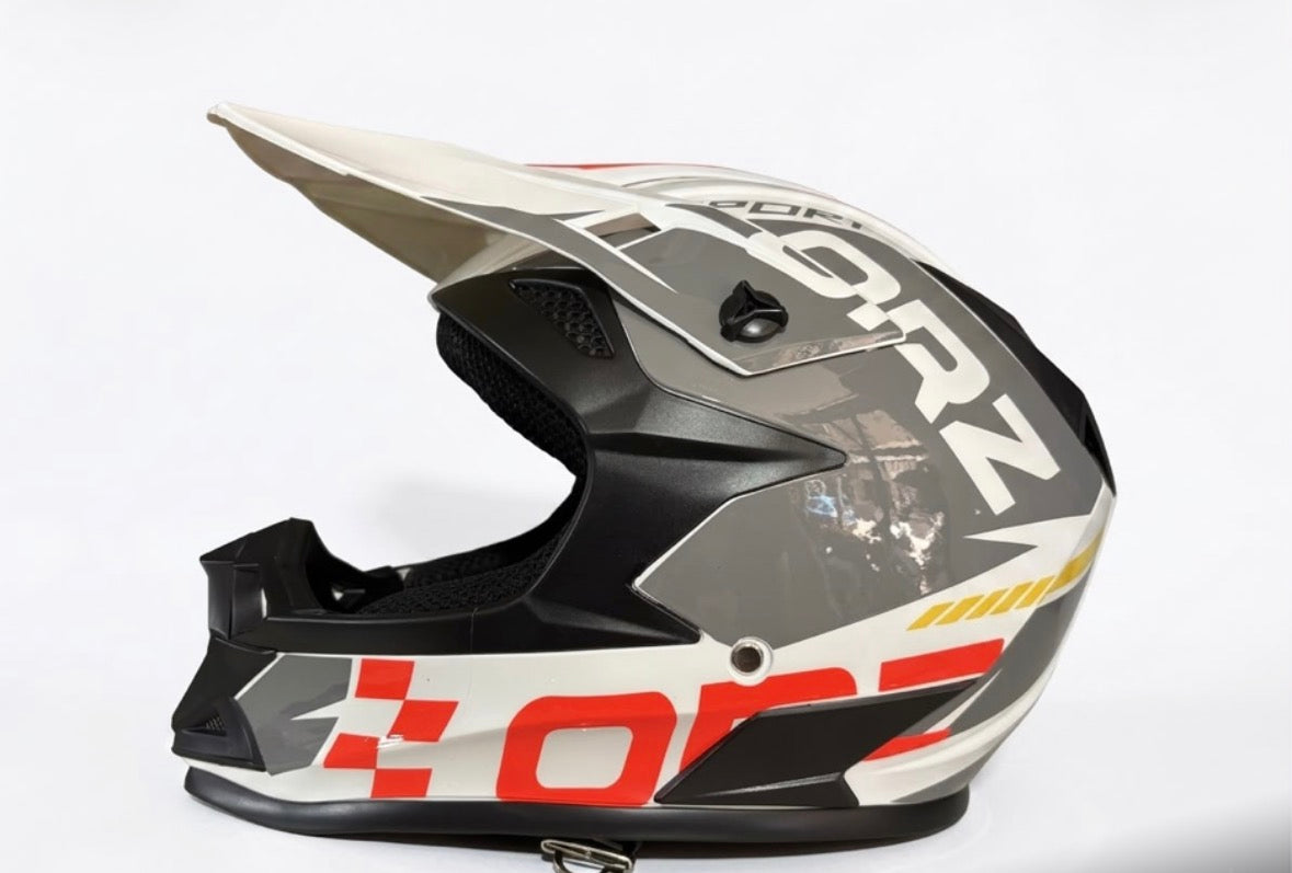 Full Cross helmet (white & red & grey)